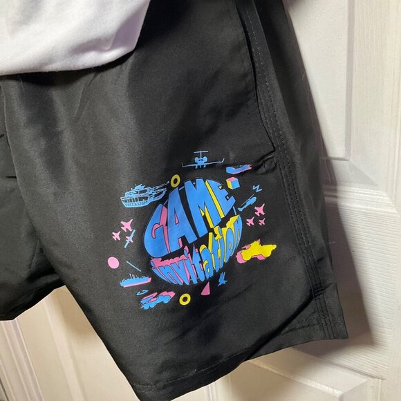 Game Invitation Graphic T-Shirt & Shorts Set - Size xL swim trunks new - Picture 8 of 11